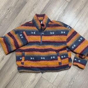 Coze by pink rose Striped Fleece Pullover Jacket